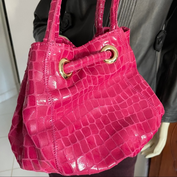 Carlos falchi pink leather drawstring bucket bag - Picture 8 of 14